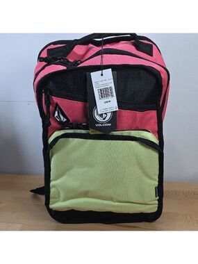 Volcom Black and Pink Backpack with Green Accent SKU# 2002
